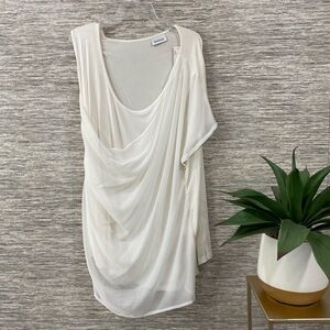 Avenue White Draped Overlay Top NWT Size 30/32